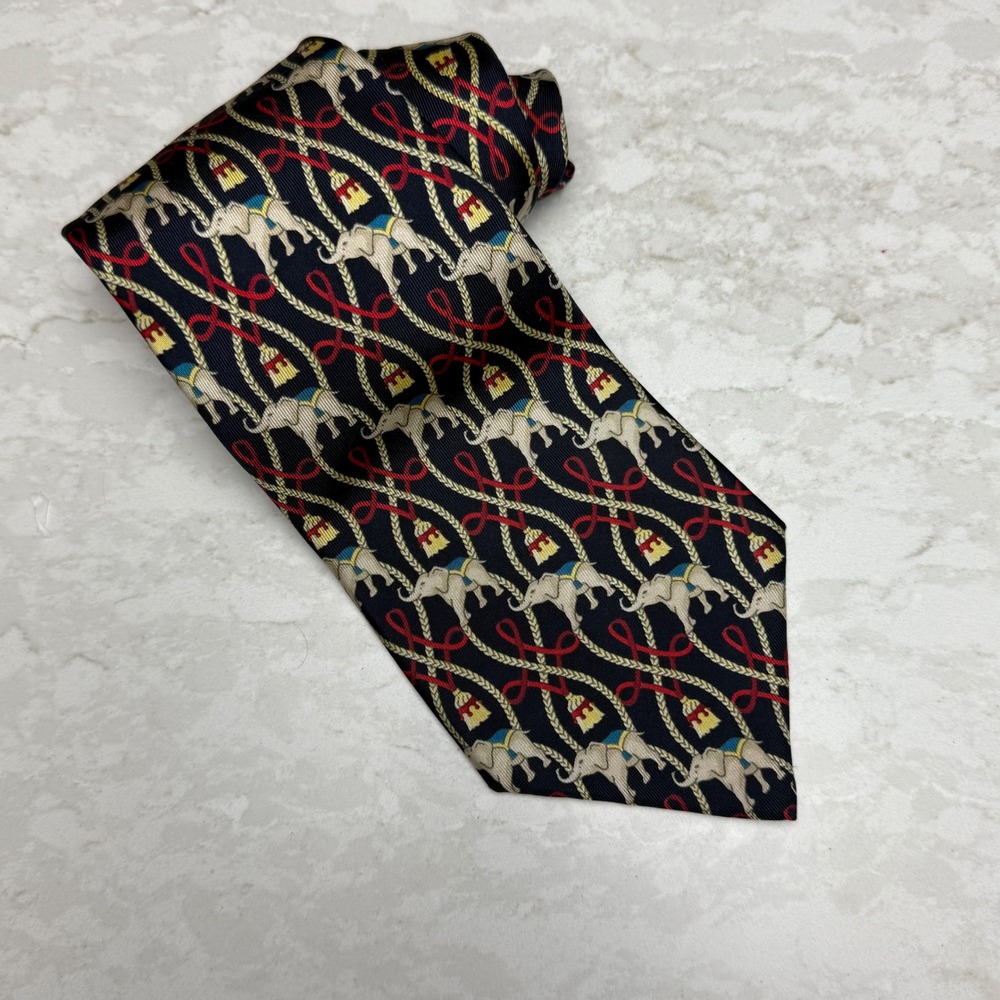 The Custom Shop Silk‎ Necktie Elephant Print Novelty Pattern Designer Tie